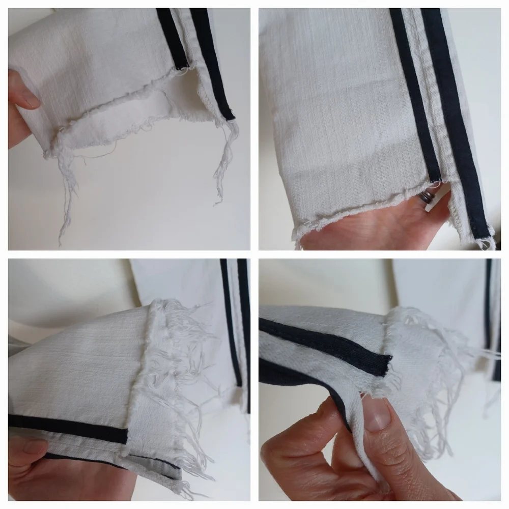 Mother Jeans The Insider Crop Step Fray in White with Black Stripes - Picture 11 of 16